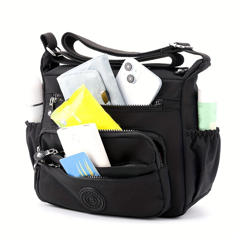 Interior Design School - Bolso cruzado elegante de nailon negro